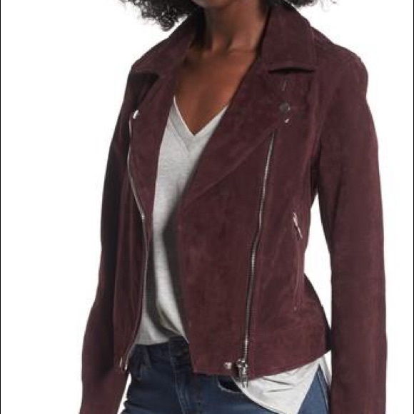Blank NYC Jackets & Blazers - BlankNYC Real Leather Suede Motor Jacket Burgundy
